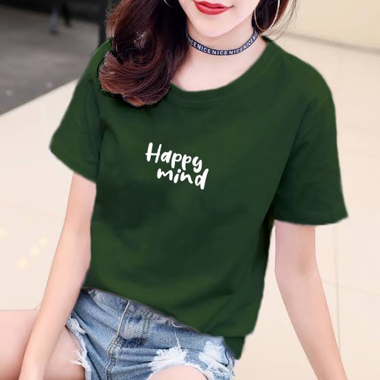 YOURSTYLE1119 - KAOS HAPPY MIND BAJU KAOS WANITA DISTRO UNISEX OVERSIZE JUMBO KEKINIAN TERLARIS