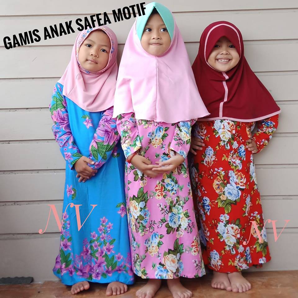 BAJU ANAK GAMIS MOTIF SAFEA UK M ( UMUR 3 - 5 TAHUN )