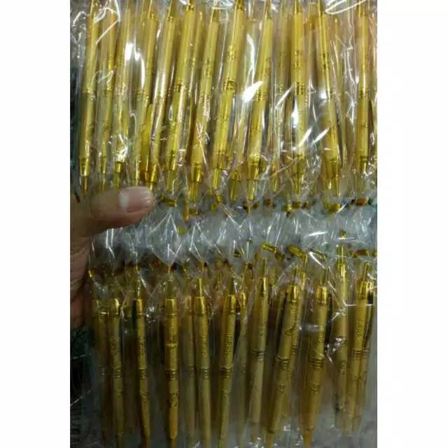 Souvenir pernikahan / khitanan pulpen emas , bonus kartu ucapan terimakasih