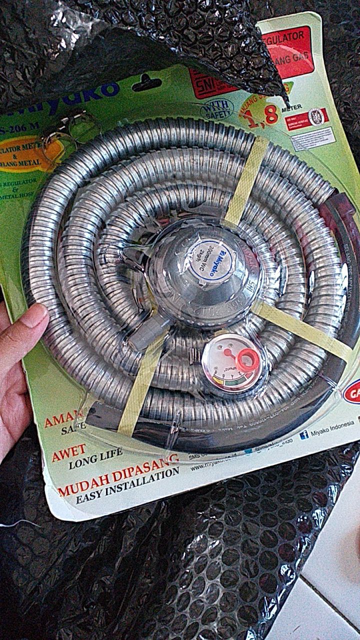 Paket Top Brand Selang Gas Miyako Rms.206.m Selongsong Besi + Regulator Meter Sni Garansi Resmi