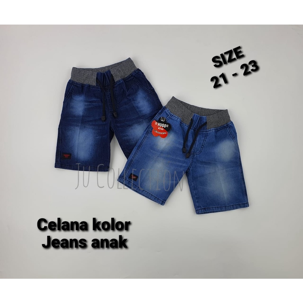 Celana Pendek Jeans Anak Remaja Tanggung SD SMP Pinggang Karet Rip Melar Size 21 22 23 24 25 26 Qualitas Primium