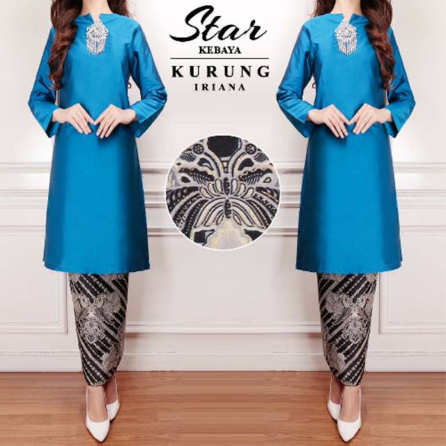 IRIANA - SET.BAJU KURUNG TAFFETA OCEAN BLUE