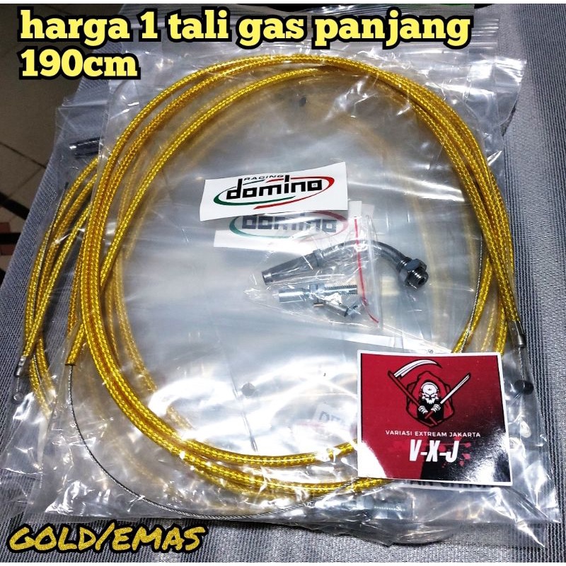 DUA Kabel Tali Gas Spontan Kontan L Serat Carbon Domino 190CM Universal Matic Bebek Laki