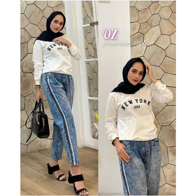 celana wanita korea baggy jeans terbaru - all size fit XL(banyak model)