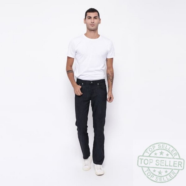 (Celana Murah) Edwin Celana Jeans EDW-115-01 Regular Fit Pria Panjang Hitam - Hitam, 30 |DXT