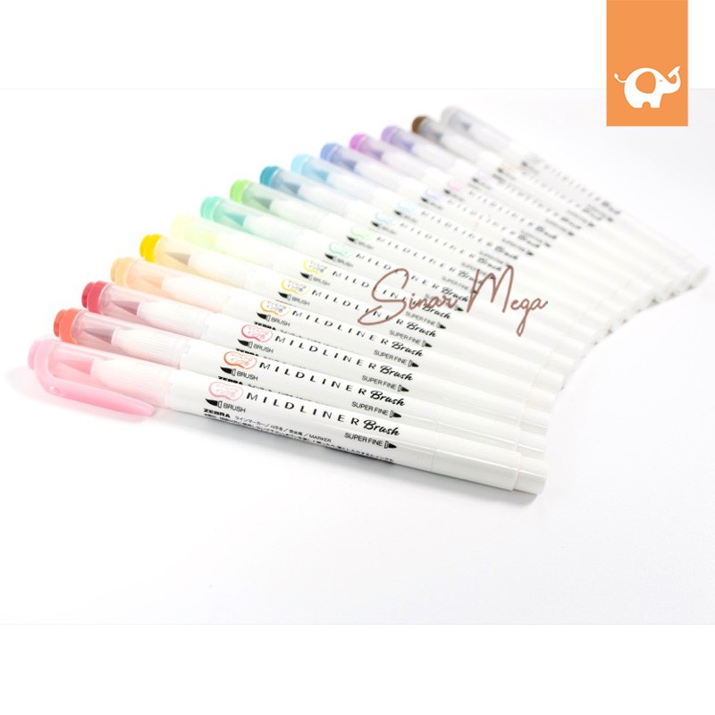 

mdn Zebra Mildliner Brush Pen Pastel Marker Double Ended Highlighter Pastel Lucu Unik Murah