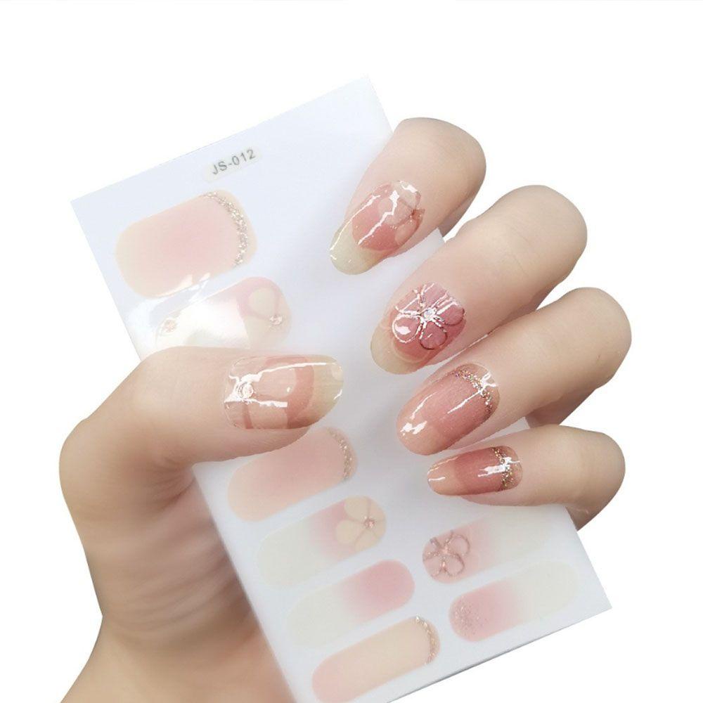 Mxbeauty Self-Adhesive Stiker Kuku Wanita Sederhana Bronzing Salon Kuku Nail Art Sliders DIY Nail Decals