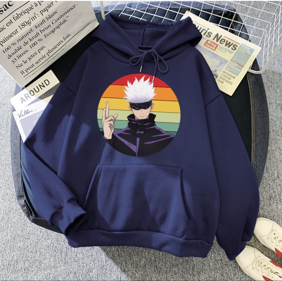 SATORU GOJO RAINBOW Anime Jumper Hoodie II Sweater Hoodie Anime II Sweter Oblong Topi Sz M - XL ( Pria &amp; Wanita / Anak &amp; Dewasa )