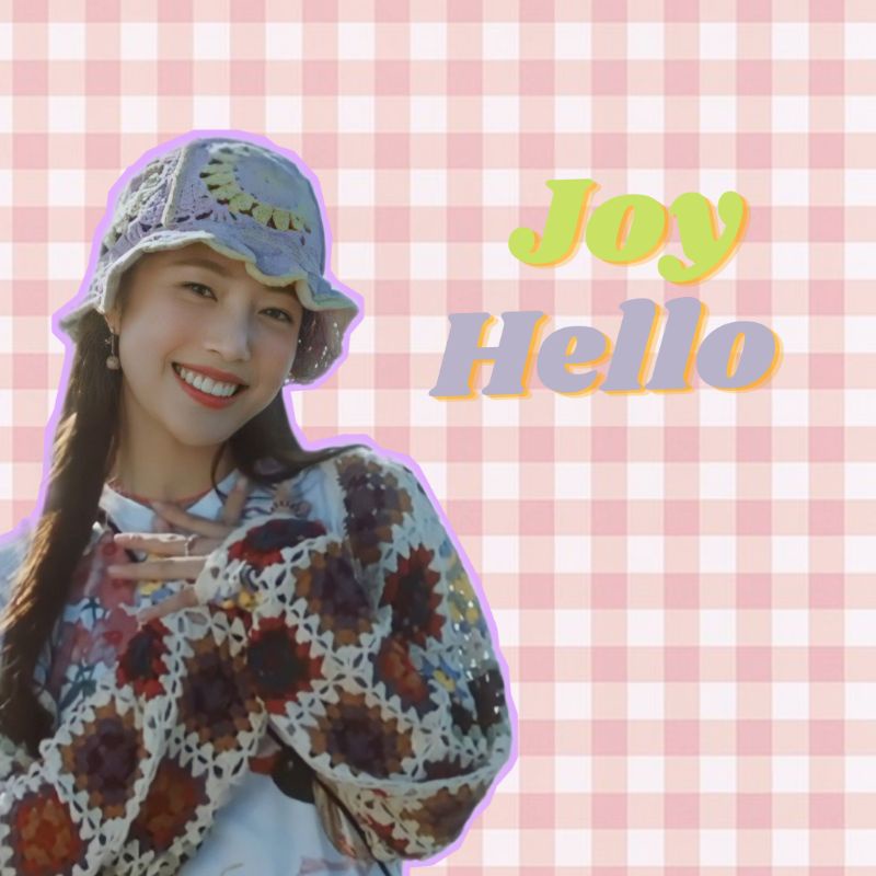 Joy Red Velvet "Hello" Bucket Hat (Topi Rajut)