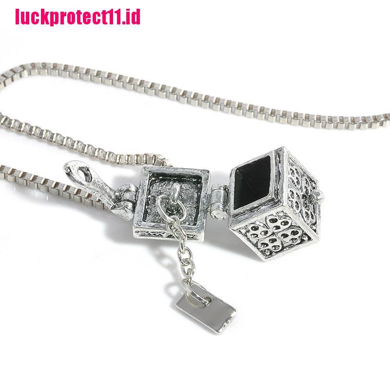 (LUCK) Kalung Rantai Dengan Liontin Bentuk Abu Kremasi Mini Bahan Metal Warna Silver