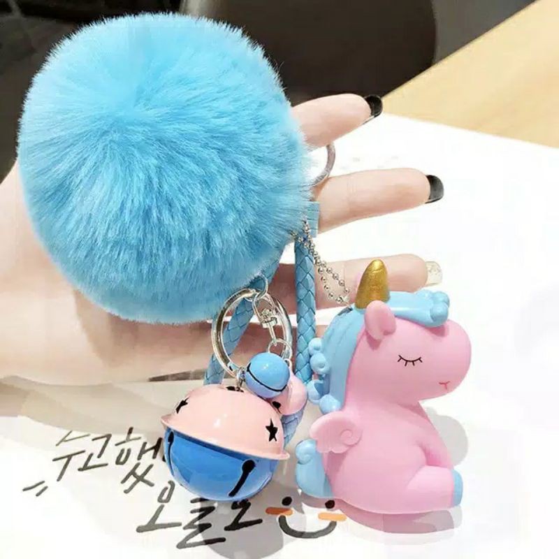 GANTUNGAN KUNCI UNIK LUCU UNICORN-Blue