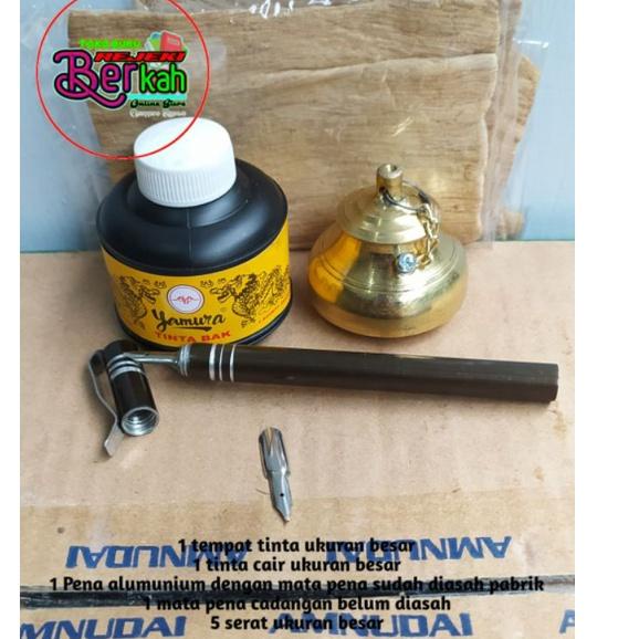 

Muraaaahh.. satu set paket hemat peralatan menulis lengkap Pena tutul pena celup lugot lafadz qalam kalam pentul mata pena Bak wadah tinta mangsi yamura aras serat ares mata pena