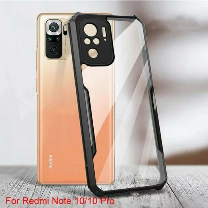 Redmi Note 10 / Note10 Pro Softcase Bening Lis Hitam Cover Shockproof Soft Case Silikon