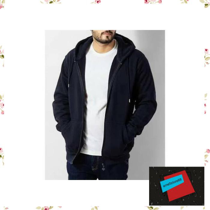 Jaket Pria parasut parka gunung SWITER SLETING POLOS HITAM JUMBO Hitam KK7