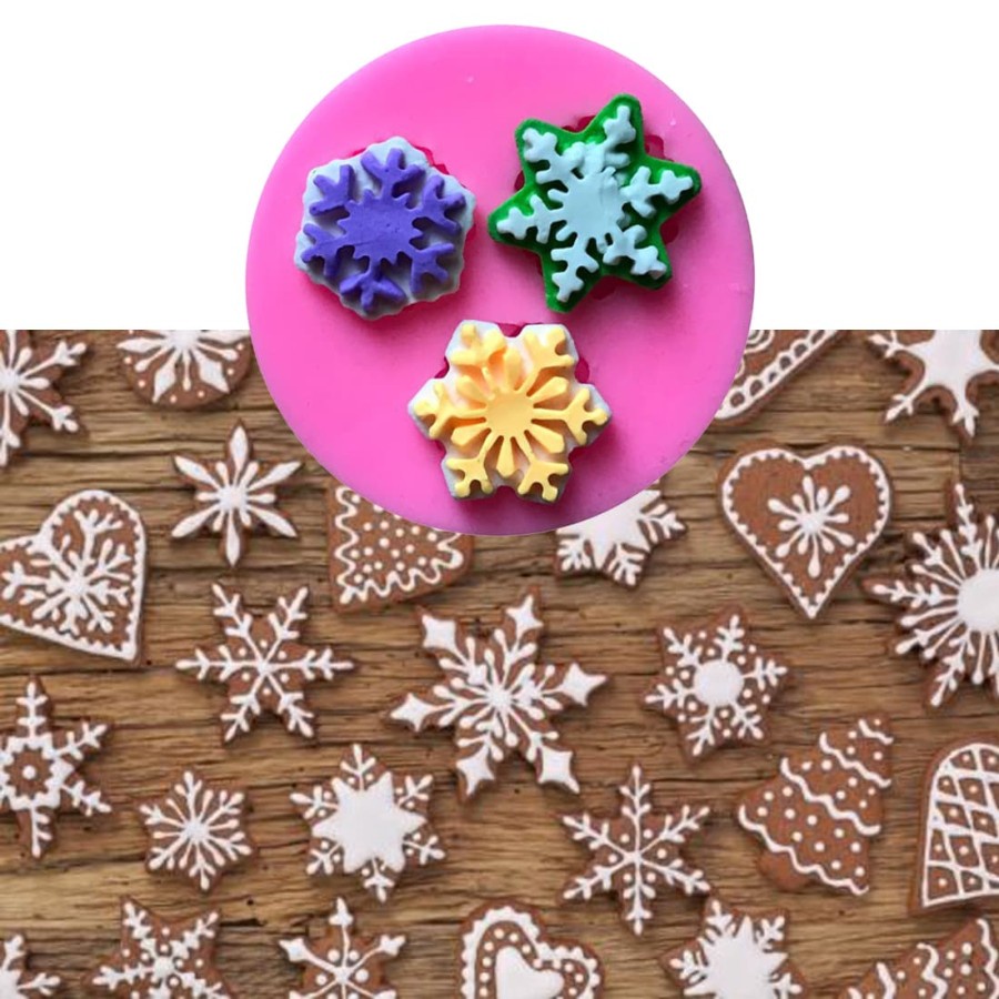 3D Silicon Mold Fondant Cake Decoration - 3 Shape of Snowflakes