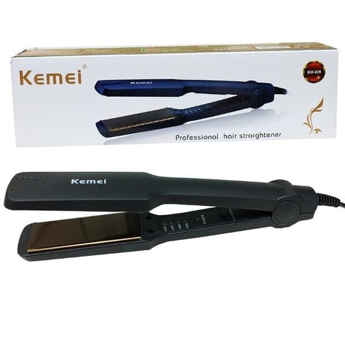 Kemei KM 329 GRATIS PENCIL ALIS 3 WARNA Catokan Rambut temperatur suhu catok pelurus