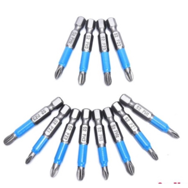 Mata Bor Obeng Elektrik 50mm Satu Sisi Anti Slip 12 pcs (PZ1,PZ2,PZ3,PH1,PH2,PH3)