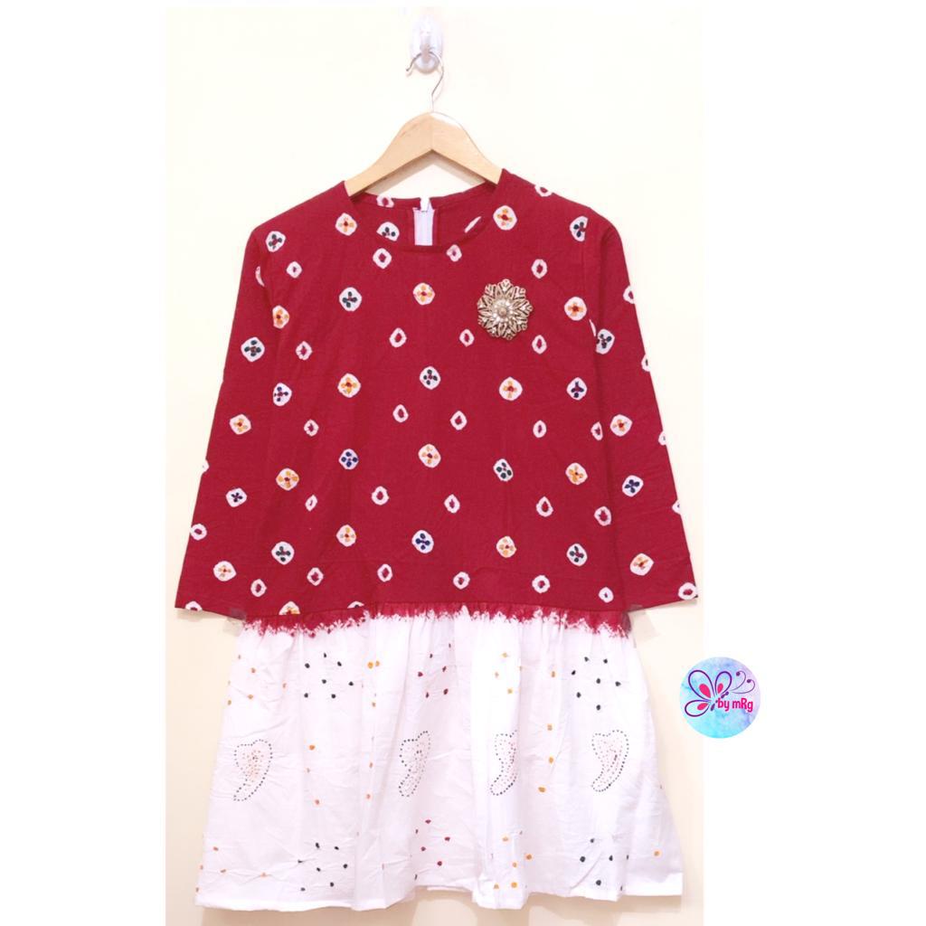 Blus tunik cataluna merah putih series jumput dian sastro