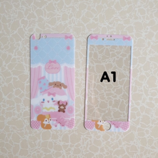 [ vhieshop ] Anti gores ip  6plus Cartoon tempered glass RANDOM MOTIF