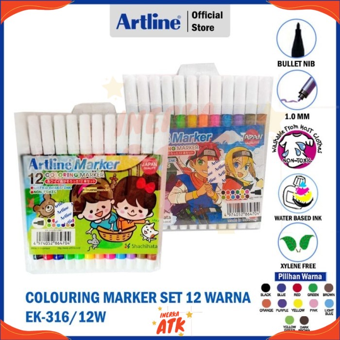 

Spidol Mewarnai Artline SET 12 Colours EK-316/12 / Spidol Warna