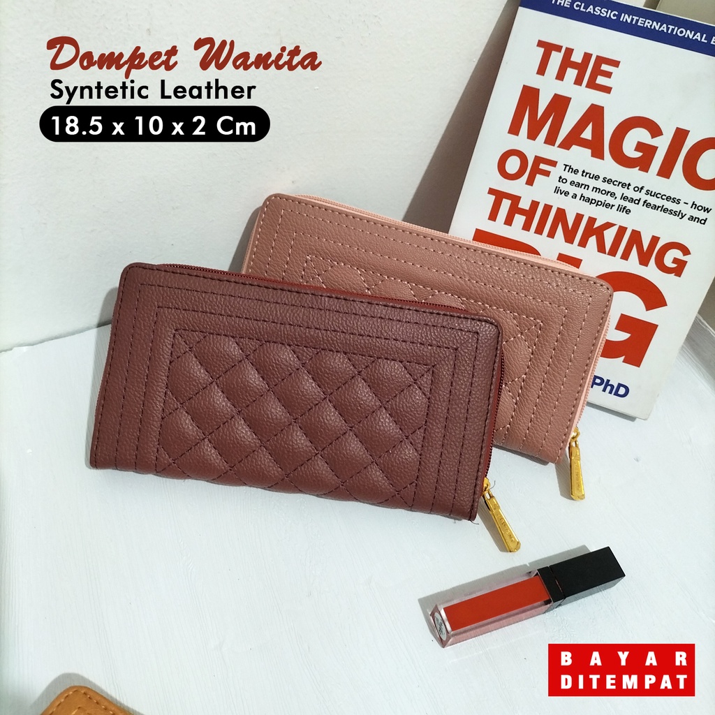 dompet wanita kulit sintetis polos dompet bordir dompet kartu dan uang dompet panjang tempat HP dompet wanita murah