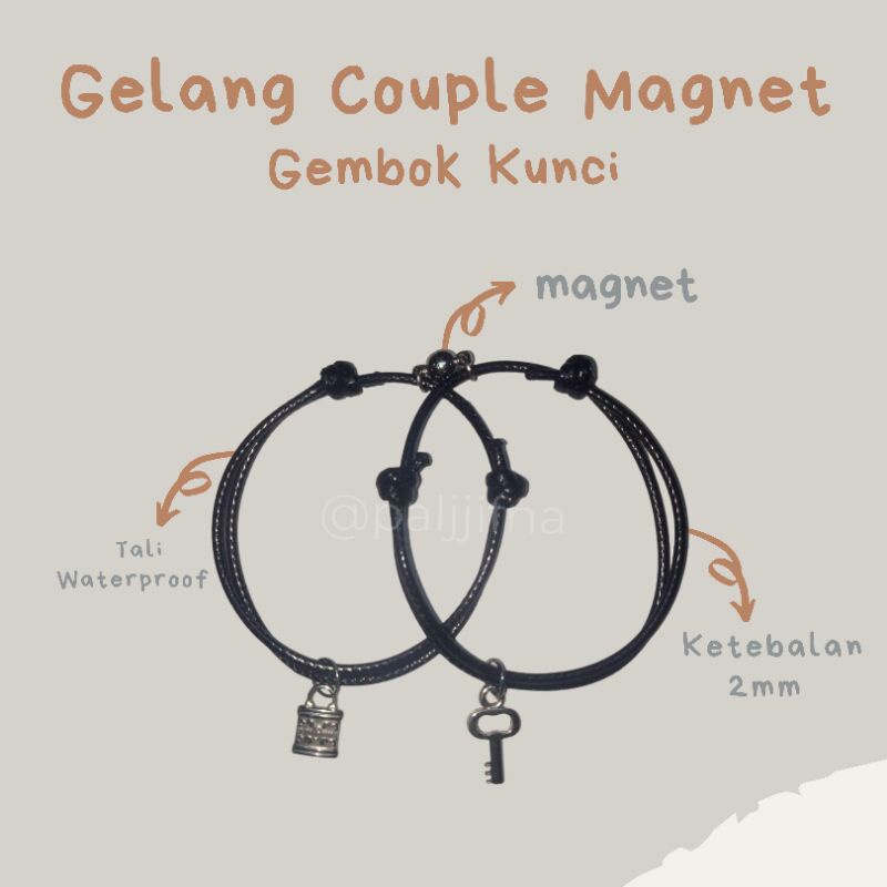 Gelang Couple Magnet Gembok Kunci
