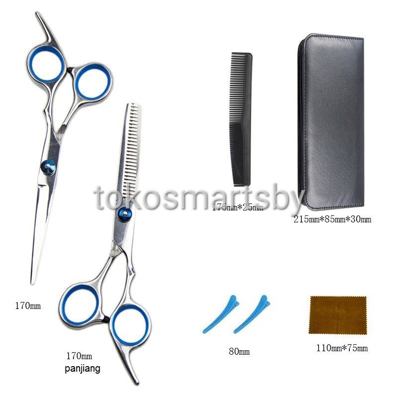 Set Gunting Rambut Salon Barber Shop Gunting Flat Gunting Sasak Potong Rambut