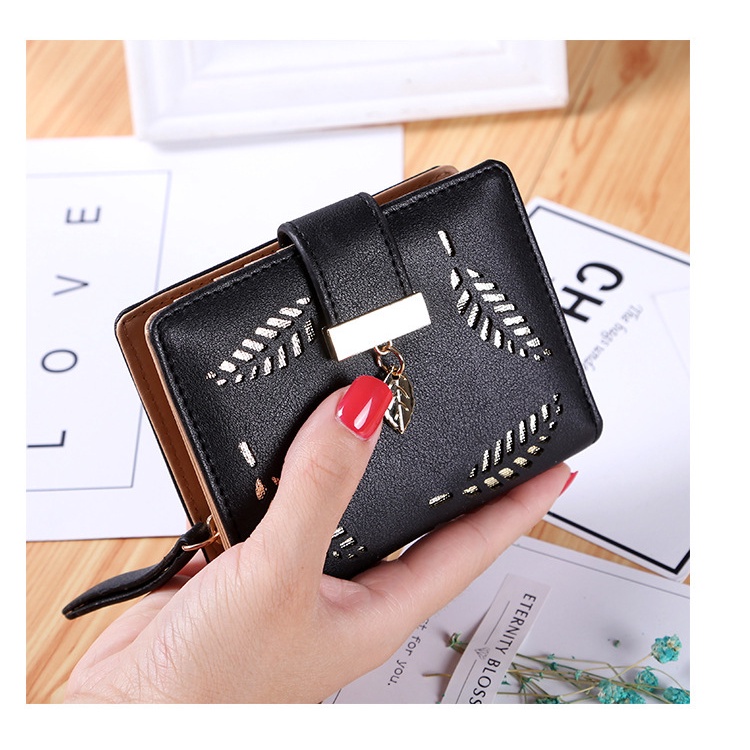 Khatinstore Dompet Uang Pendek Motif Daun Tembus / Dompet Wanita Import Remaja Kekinian Terbaru 2022 / 174