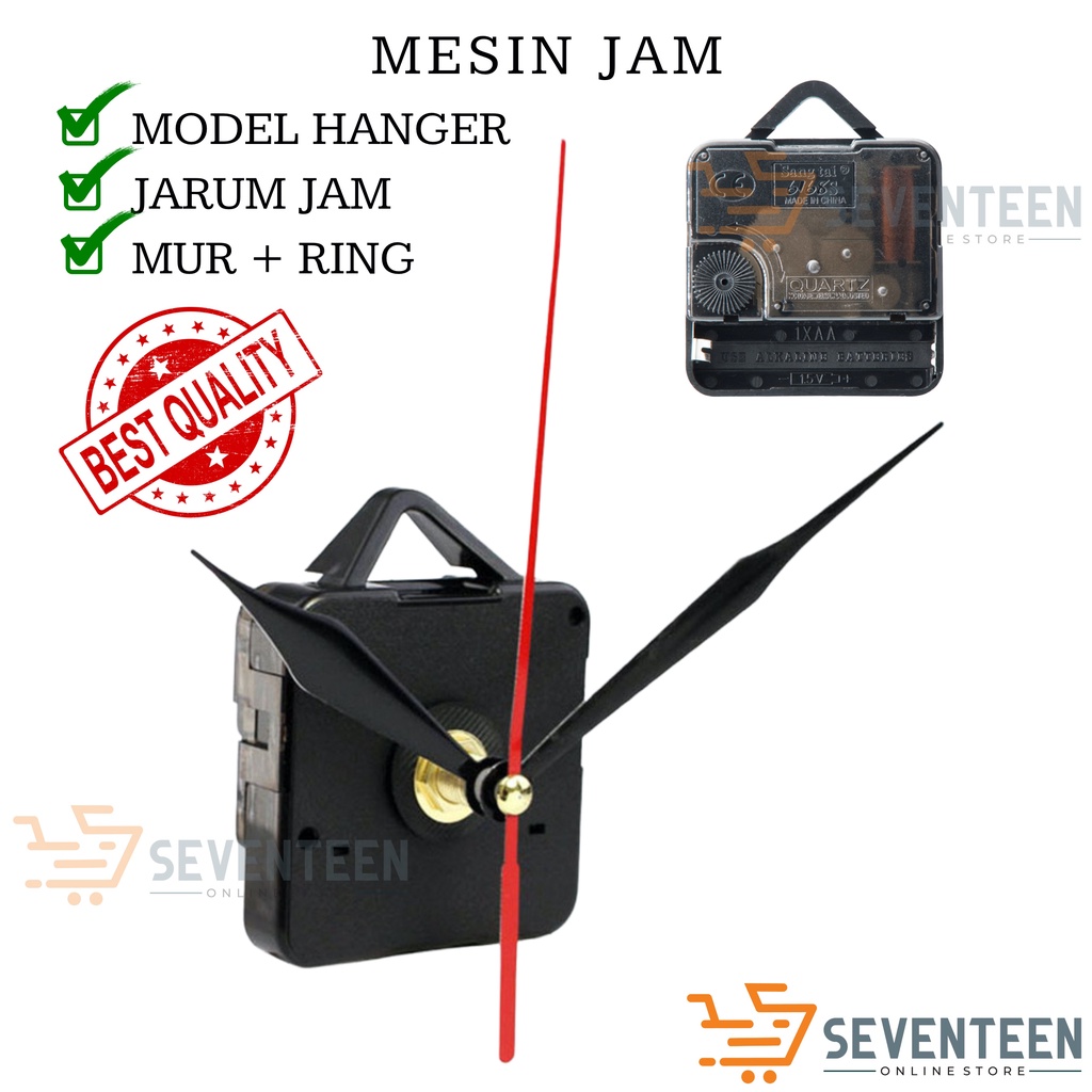 SEVENTEEN MESIN JAM DINDING MODEL HANGER LENGKAP JARUM JAM MESIN DINDING DETAK DETIK MESIN JAM DINDING