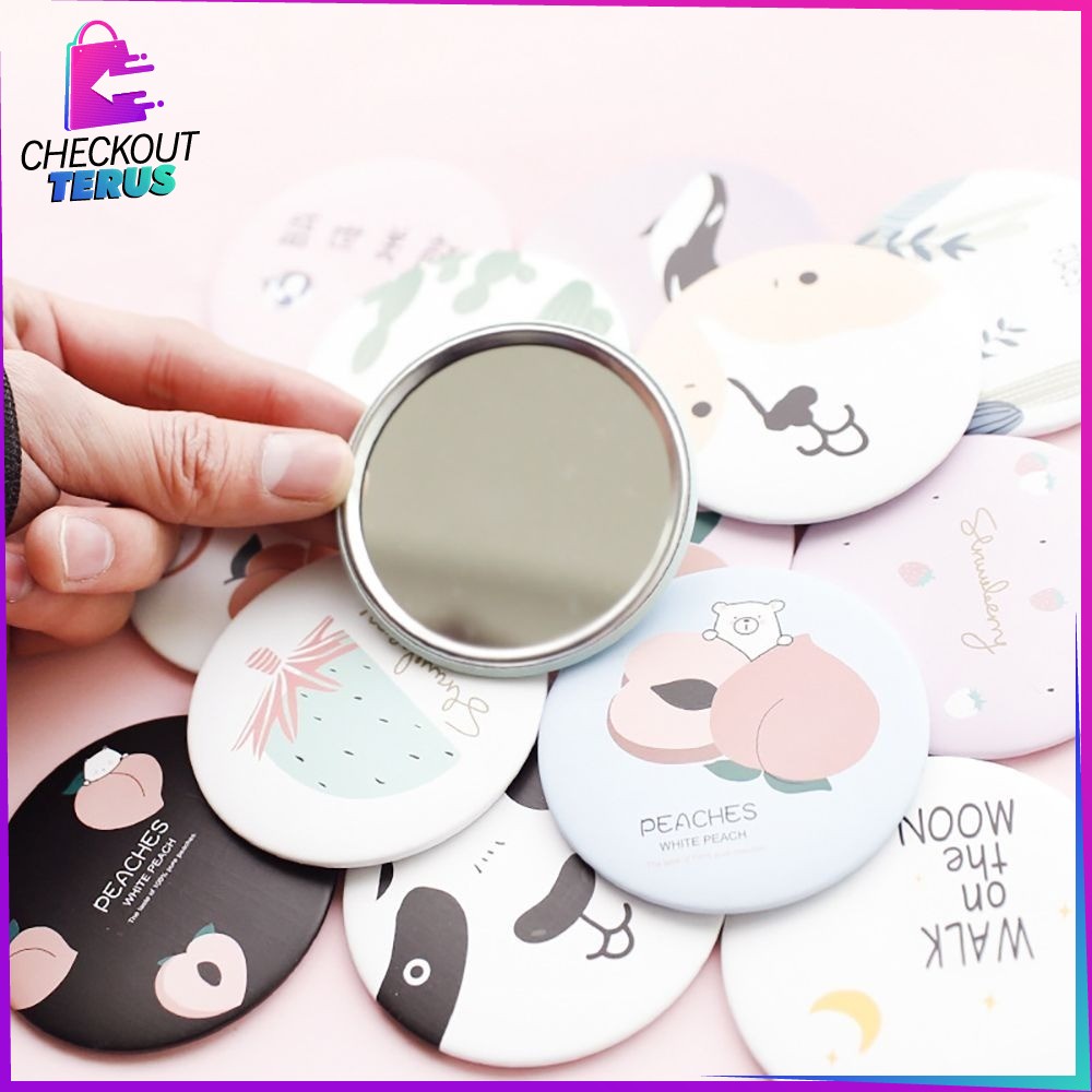 CT K53 Cermin Bulat Karakter Kaca Mini Travelling Motif Kartun Colorful Cermin Saku Mirror Mini Portable Bisa Untuk Sovenir