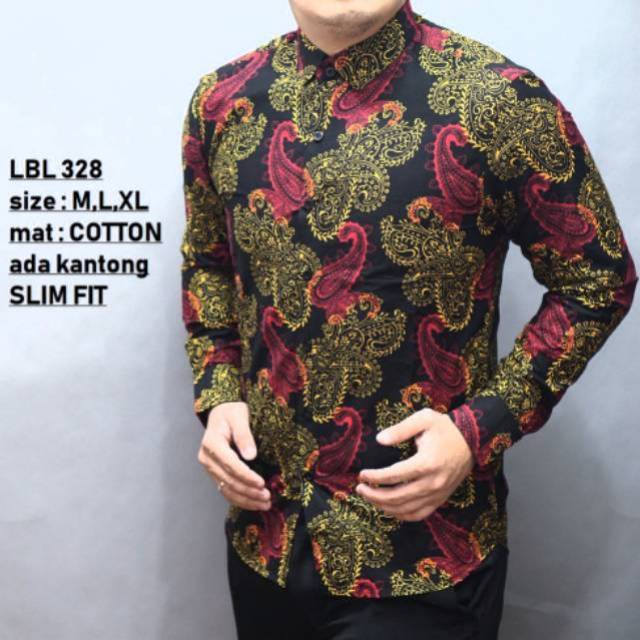 KEMEJA BATIK  PRIA  SLIM FIT BAHAN KATUN MEWAH  KEREN LB271 