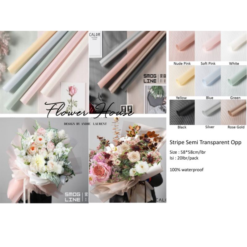 

(Lembaran) Semi Transparent Stripe Cellophane