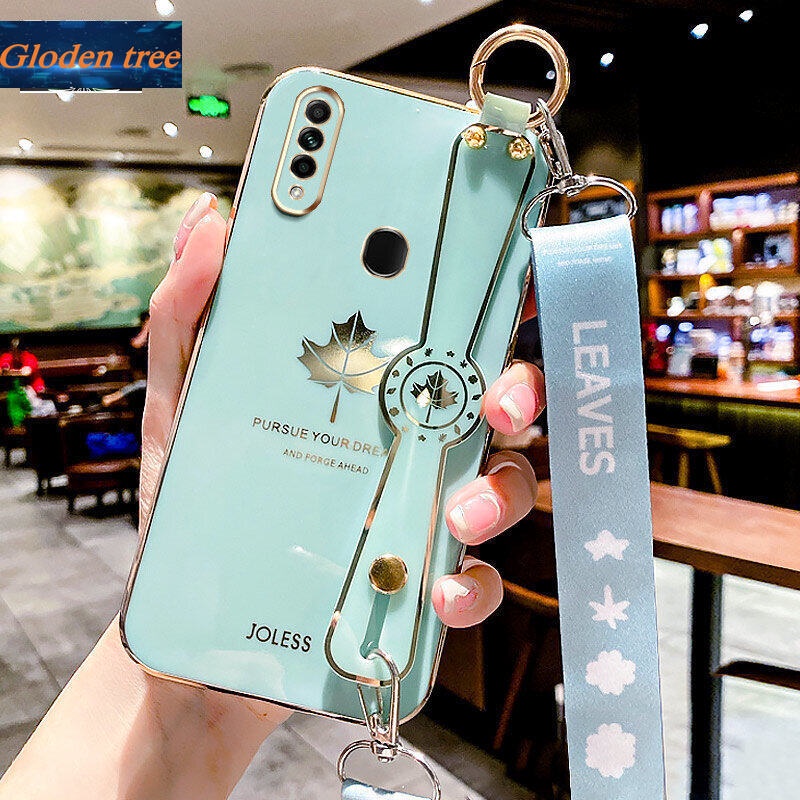 Case Motif Daun Maple Dengan lanyard Untuk OPPO A31 2020