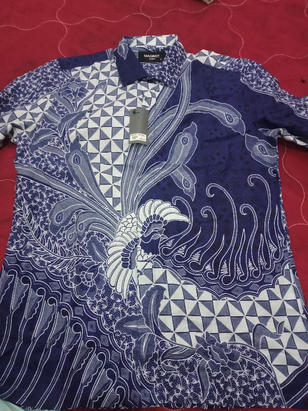 Maginot Kemeja Batik 2.0 Wardana-ls Motif Timbul Lengan Panjang Pria + Free Masker