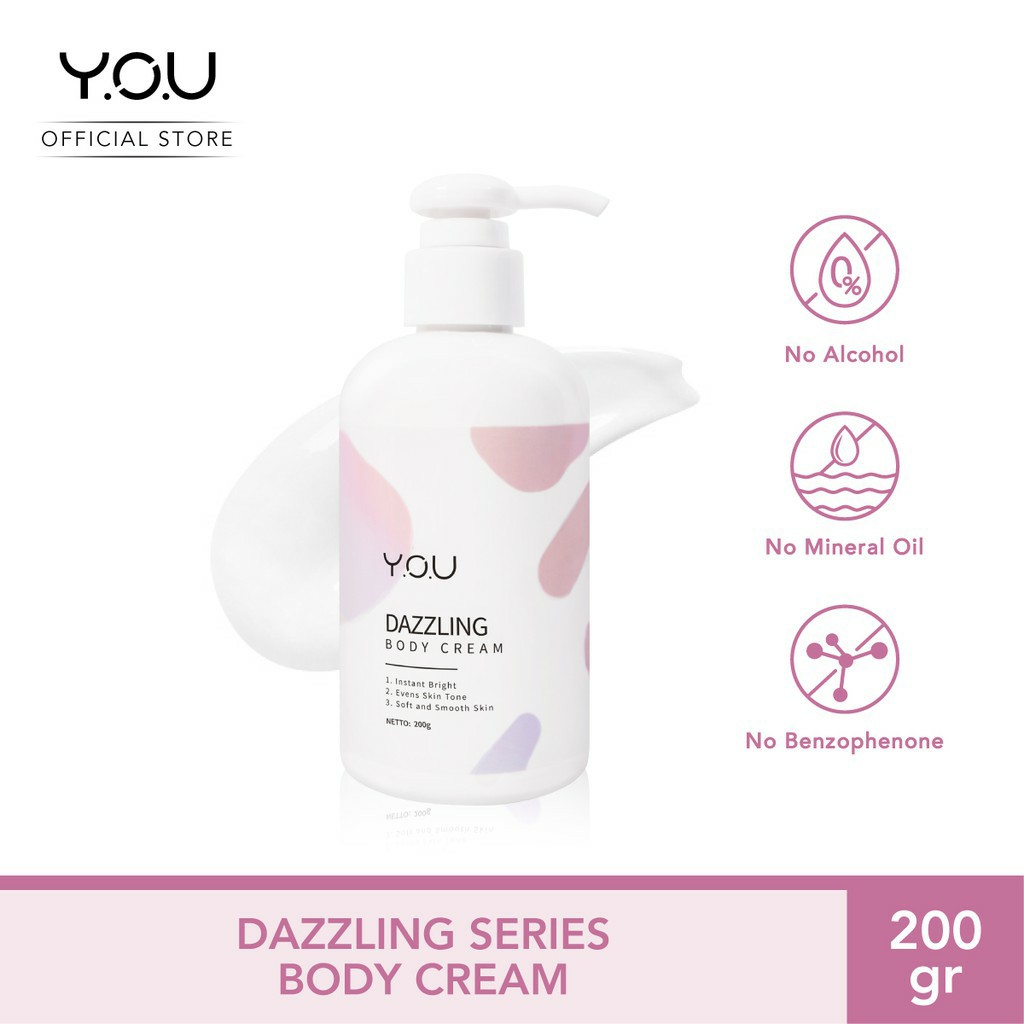 NEW !!! [ORIGINAL] YOU Dazzling Tone Up Body Cream (Kulit Cerah Seketika) COD PRILLY BODY CREAM YOU