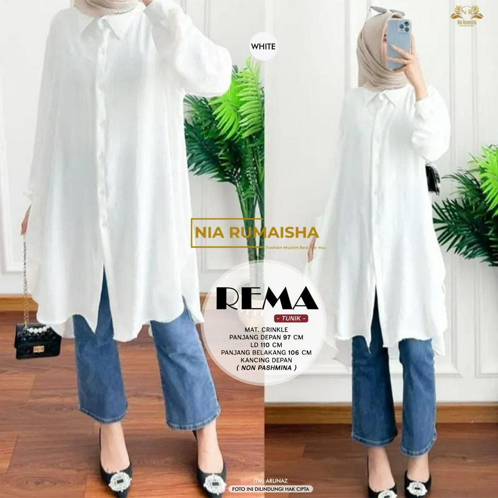 Rema Tunik Atasan Crinkle Airflow Kancing Depan Original Produk By Nia Rumaisha