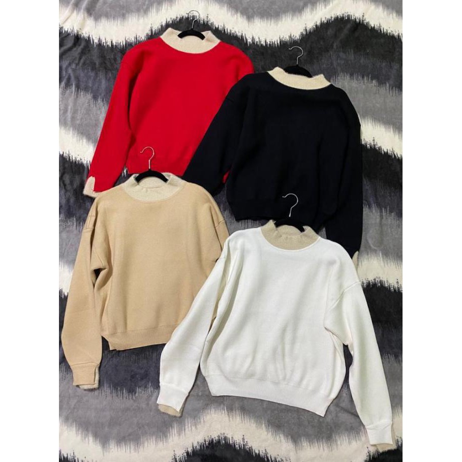 SWEATER WANITA IMPORT PREMIUM/ BAJU RAJUT WANITA HALUS DAN TEBAL HQ - Krem