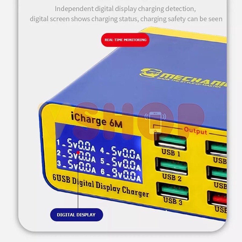 ADAPTOR SMART CHARGER MECHANIC ICHARGE 6M QC3.0 FAST CHARGING 6 PORT