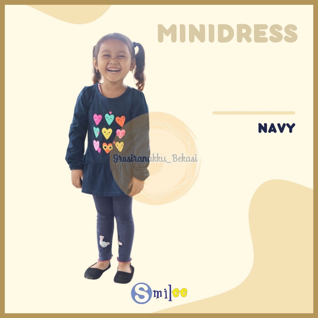 Minidress Anak Smilee Warna Navy Size 1-5Tahun