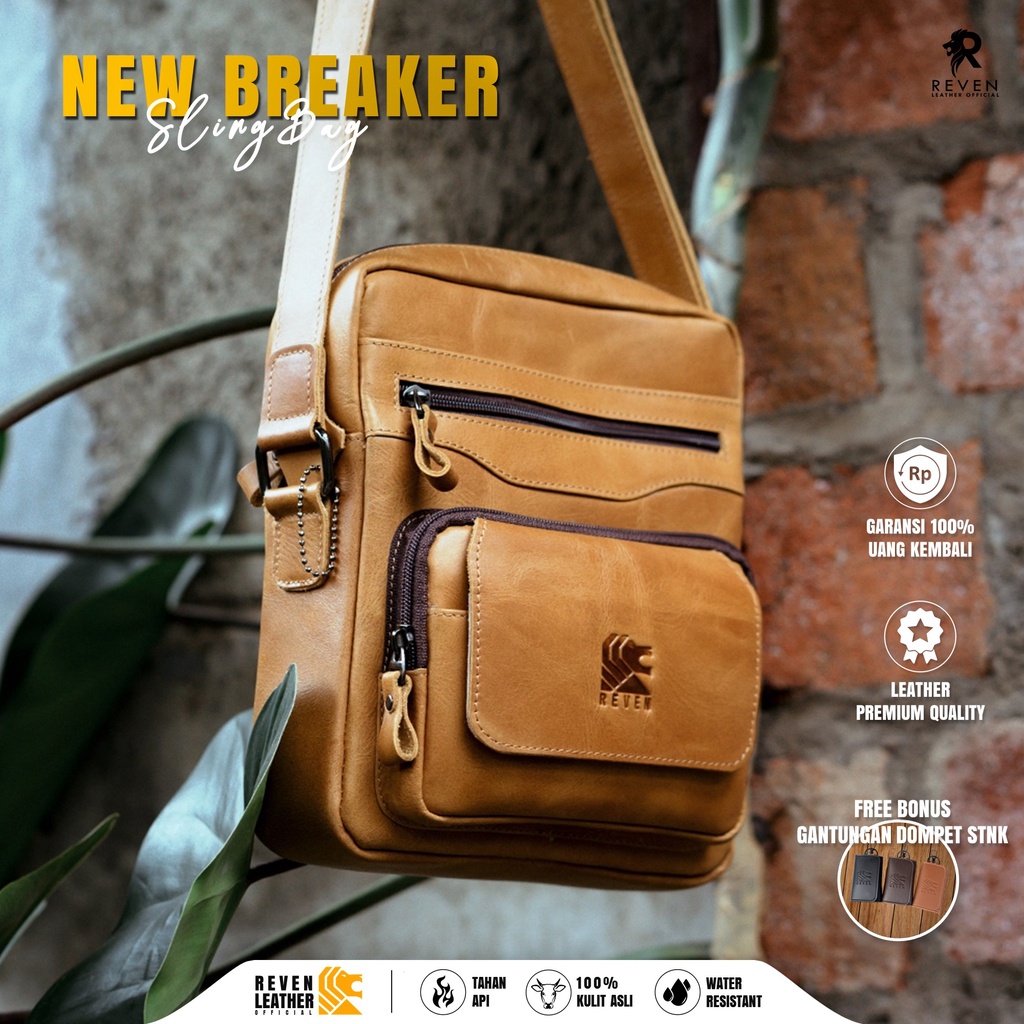 Tas Selempang Pria Kulit Asli Slingbag Waistbag Cowok Pria Kulit Asli Terbaru Premium Ori Branded