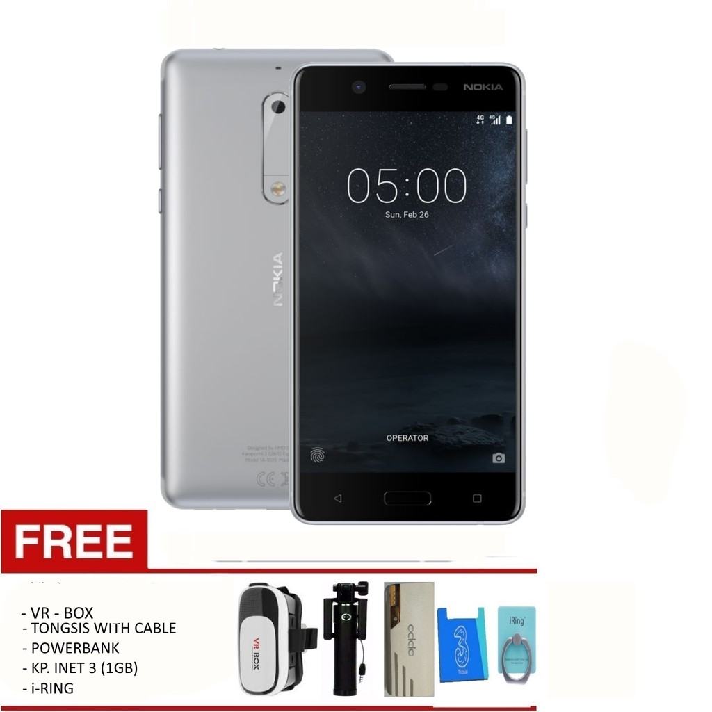 Nokia 5 Android - 5.2" - 4G/LTE - RAM 3GB / ROM 16GB - Garansi REsmi+ Free 5 ITEM ACC