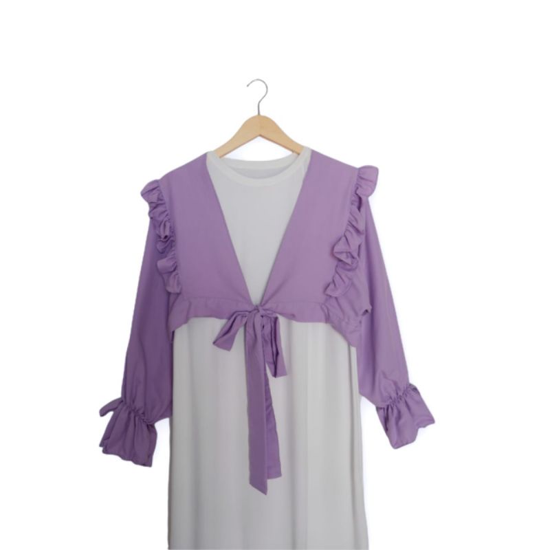 OUTER SET FASHION TERBARU / INNER DRESS MUSLIM / PAKAIAN WANITA-Inner white + Lilac