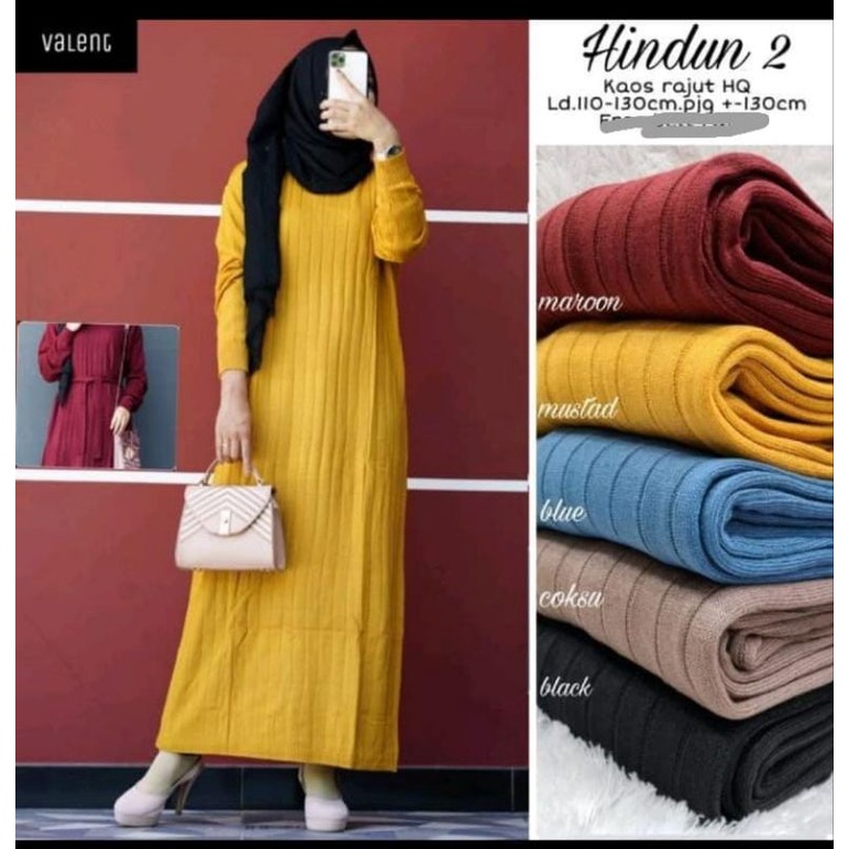 Long tunik/Dress rajut polos/tunik rajut polos muslim real pict