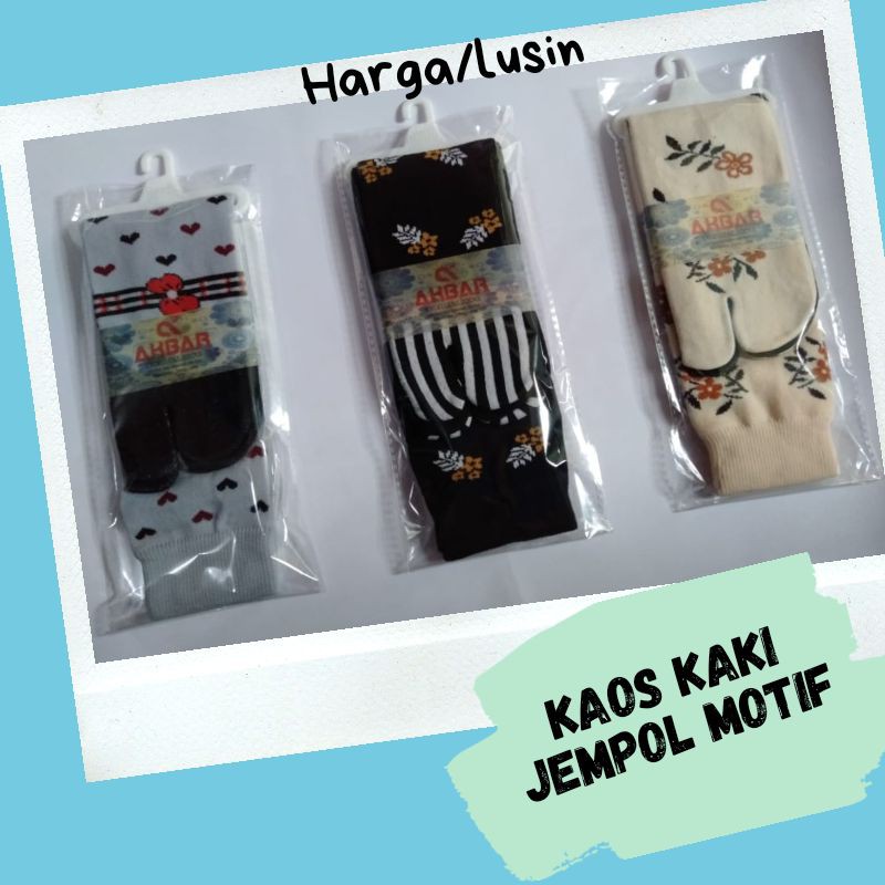 ( 12 PASANG ) Kaos Kaki Jempol Warna Motif