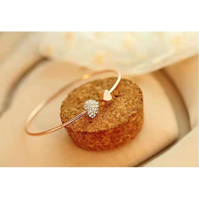 Korean version full diamond heart-shaped love opening gold-plated braceletSZ-001