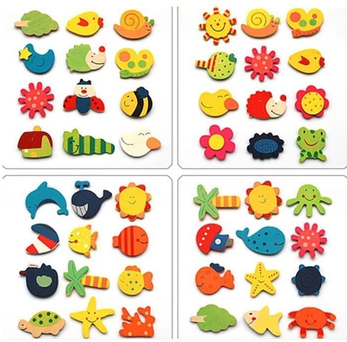 Murah Tempelan Magnet Kulkas Kayu Lucu Animal Cute Unik dapat 10pcs