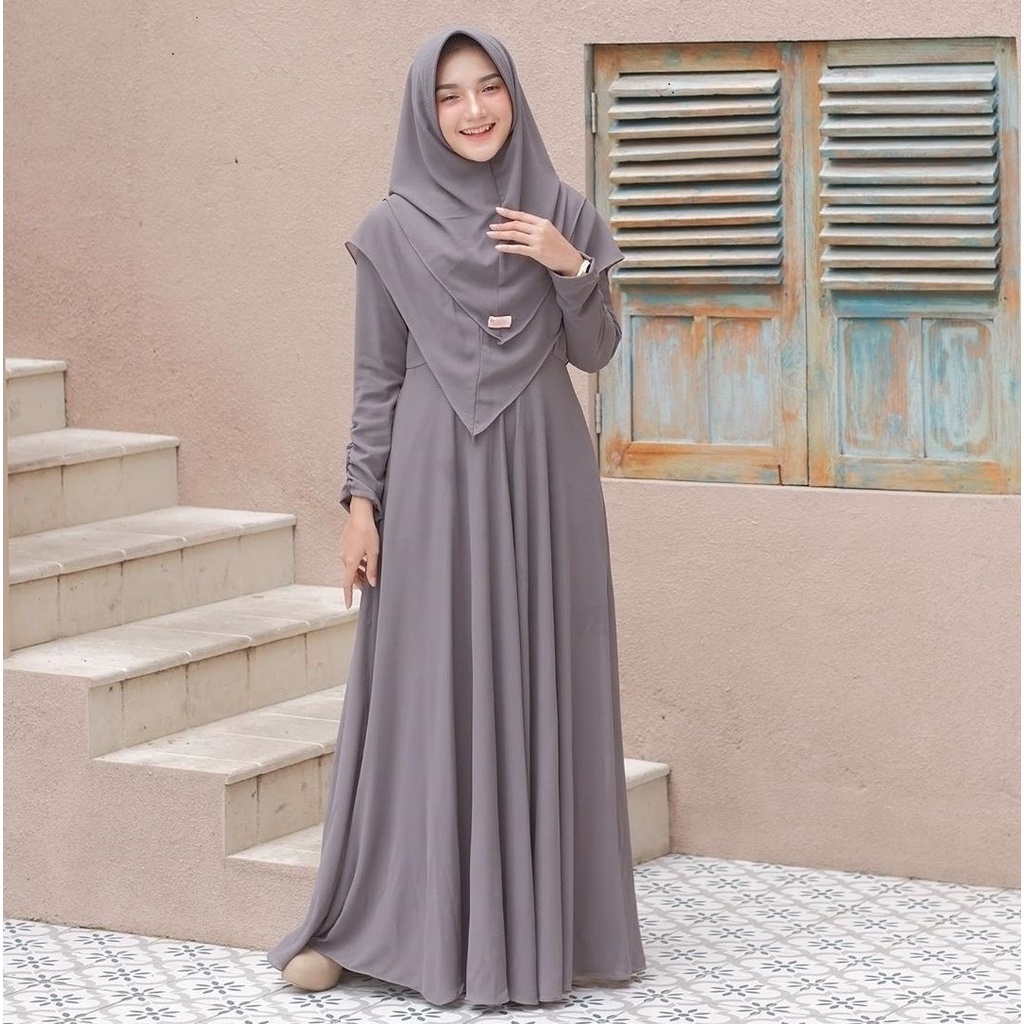 Gamis Wanita Terbaru 2021 MAYRA SYARI Gamis Plus Kerudung Gamis Warna Hitam Jumbo Kekinian Fashion