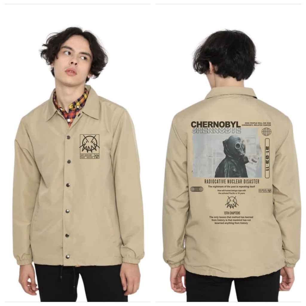 Jaket Coach Erigo // Jaket Pria CJ // Sweater jacket bandung // Jaket Erigo Apparell Terbaru Parasut Perasut-Cernobyl Cream