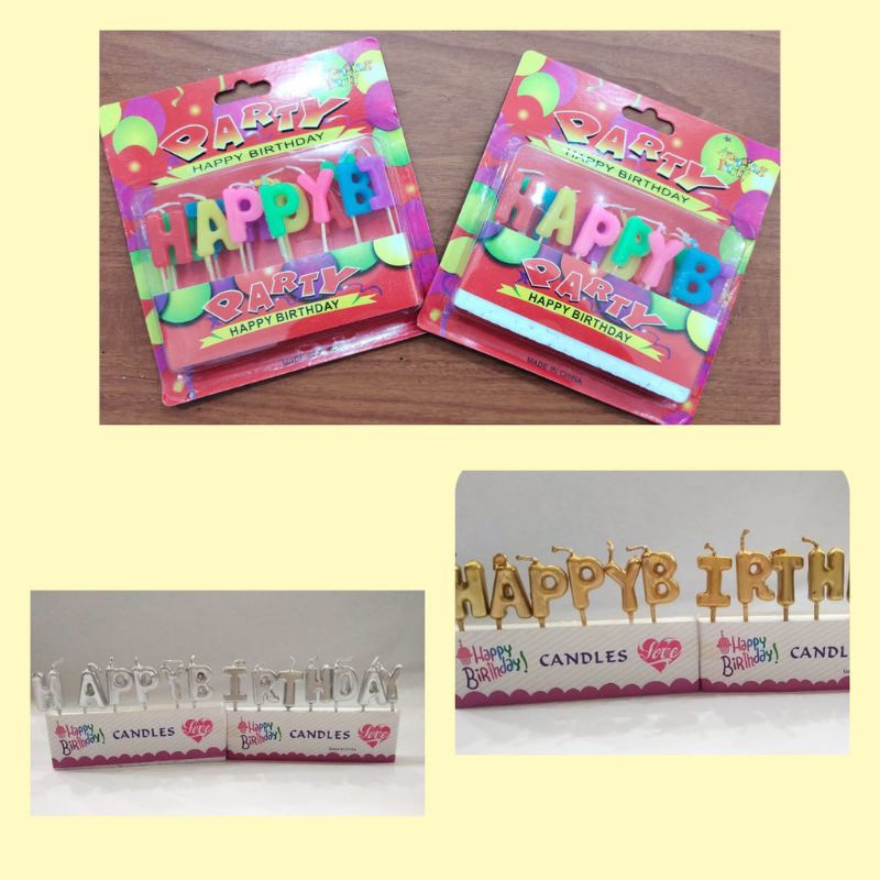 Lilin Ulang Tahun huruf bertulisan HAPPY BIRTHDAY