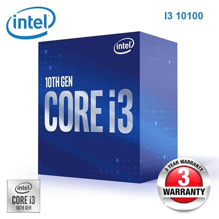 Processor Intel Core i3-10100 Box 3.6Ghz-4.3Ghz LGA 1200 6mb cache 8 threads 4 core 65w gen 10 UHD graphics 4k 60hz Comet lake